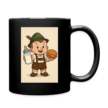 Bavarian baby with milk and meat loaf - Full Colour Mug - black - Right