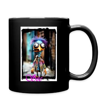 Colorful bird sculpture with punk style - Full Colour Mug - black - Right