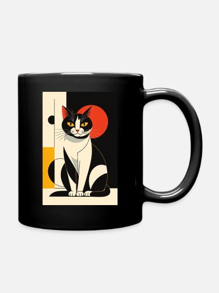 Avant-garde Cat R01 - Full Colour Mug - black