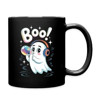 Boo Cute Casque Fantôme avec Bulle de Savon - Mug uni - noir - Droite