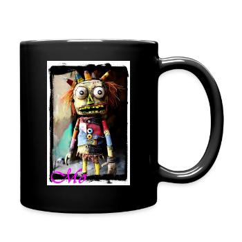 Poupée de chiffon colorée faite à la main, art urbain de rue - Mug uni - noir - Droite