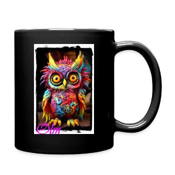 Poupée hibou colorée du monde fantastique, figurine textile de conte de fées - Mug uni - noir - Droite