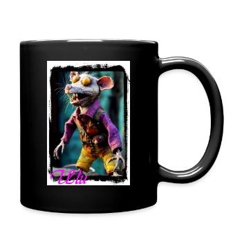 Ausdrucksstarker Ratten-Charakter bunter Kleidung - Tasse einfarbig - Schwarz - Rechts