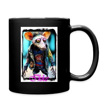 Futuristic rat figure rebellious style punk - Full Colour Mug - black - Right