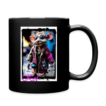Marionnette de souris bizarre en punk avec des lunettes de soleil - Mug uni - noir - Droite