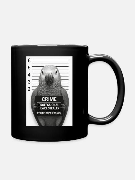 Papagei im Verhör – Herz-Dieb - Tasse einfarbig - Schwarz