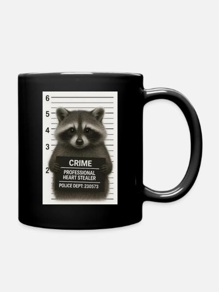 Waschbär – Herzklau mit System - Tasse einfarbig - Schwarz