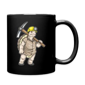 Schildkröte Bergarbeiter Spitzhacke Bergbau - Tasse einfarbig - Schwarz - Rechts