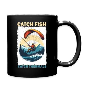 Adventurous fishing and winter sports design - Full Colour Mug - black - Right