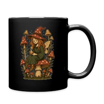 Märchenhafte Waldzauber-Fee - Tasse einfarbig - Schwarz - Rechts