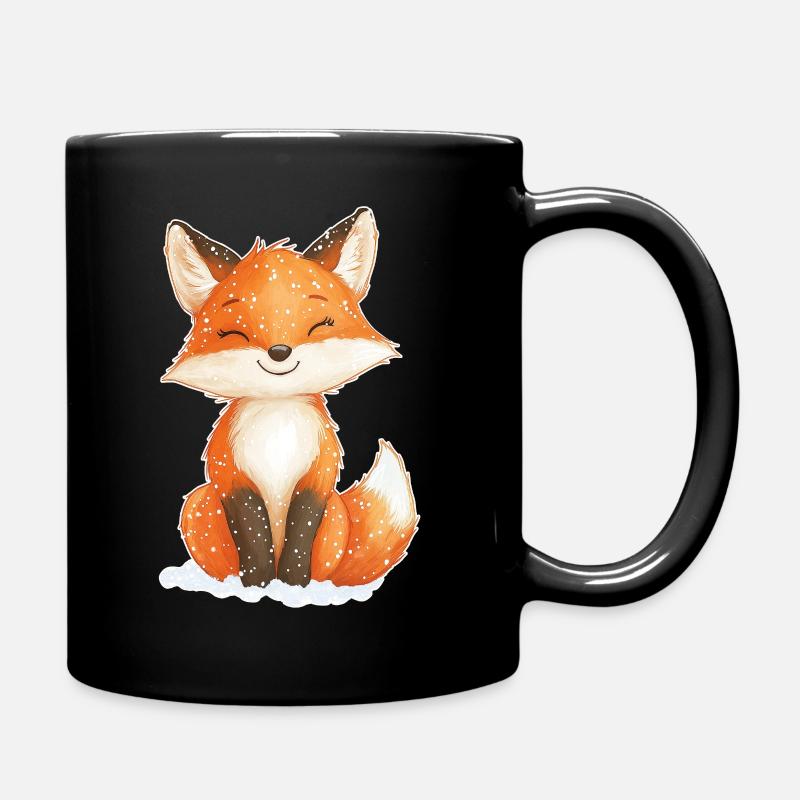 Fuchs Wintermotiv - Tasse einfarbig - Schwarz