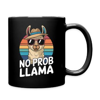 No Prob Lama Retro Sunburst Design - Mug uni - noir - Droite