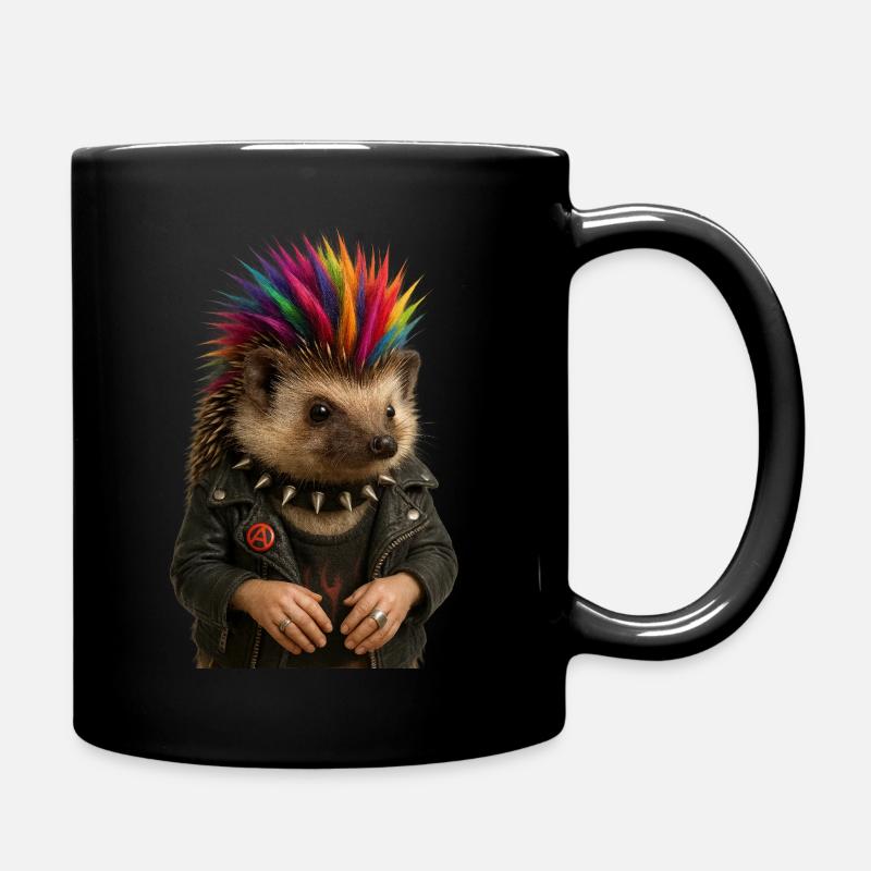 Colorful hedgehog punk with stylish flair - Full Colour Mug - black