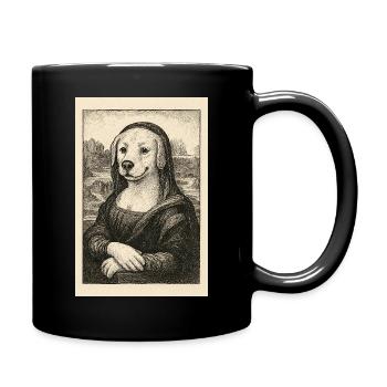 Hundefigur im klassischen Kunststil - Tasse einfarbig - Schwarz - Rechts