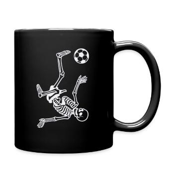 Skeleton with soccer ball makes overhead kick - Full Colour Mug - black - Right