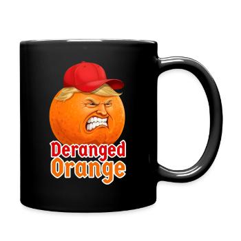 Wütendes, verrücktes Orange mit Donald T. Hut - Tasse einfarbig - Schwarz - Rechts