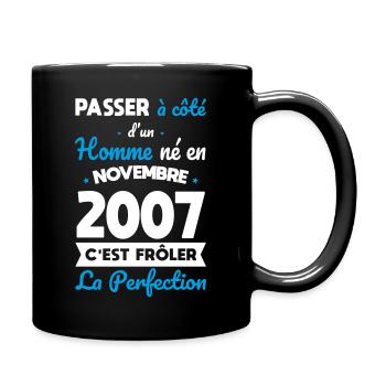 Anniversaire 18 ans - Né en Novembre 2007 - Mug uni - noir - Droite