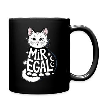 Mir Egal Katze Mond Sterne Humorvoller Stil - Tasse einfarbig - Schwarz - Rechts