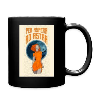 Astro-Girl im Retro-Stil - Per Aspera ad Astra  - Tasse einfarbig - Schwarz - Rechts