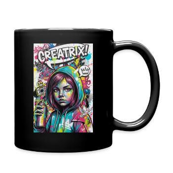 Farbexplosion Graffiti Heldin - Tasse einfarbig - Schwarz - Rechts