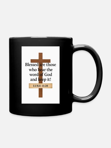 Korscitat Välsignade som hör Guds ord - Full Colour Mug - black