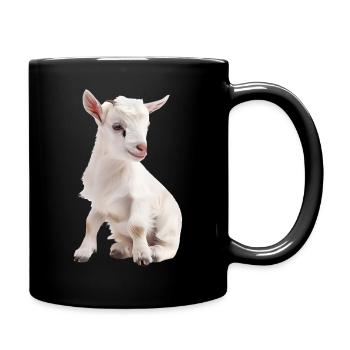 White baby goat portrait - Full Colour Mug - black - Right