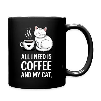 Coffee And Cat Saying Caffeine Lover - Full Colour Mug - black - Right