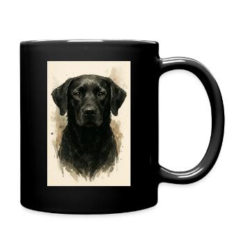 Schwarzer Hund Aquarell - Tasse einfarbig - Schwarz - Rechts