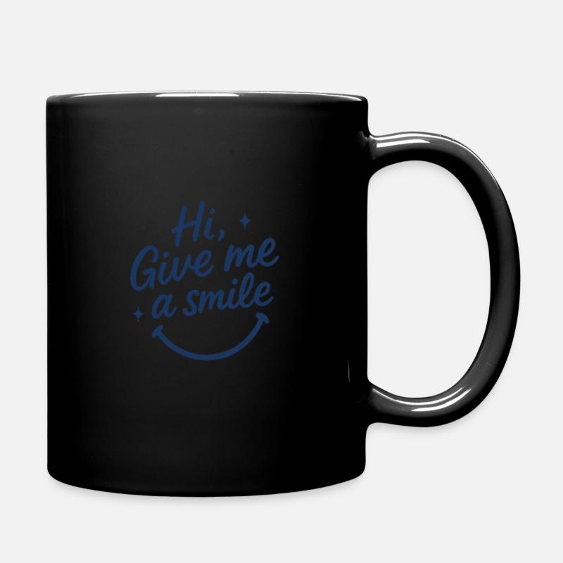 Hi, Give Me a Smile — Playful Hand-Lettered Tee - Full Colour Mug - black