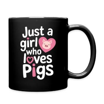 Nur ein Mädchen, das Schweine liebt - Tasse einfarbig - Schwarz - Rechts