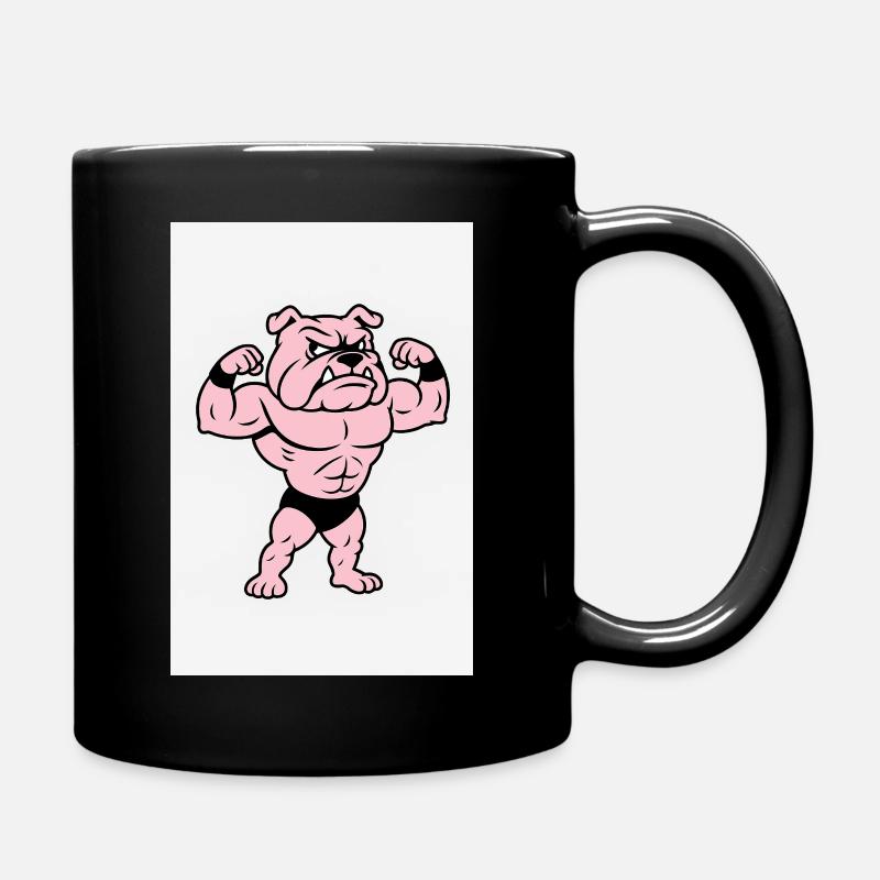 Posture du bouledogue musculaire rose - Mug uni - noir