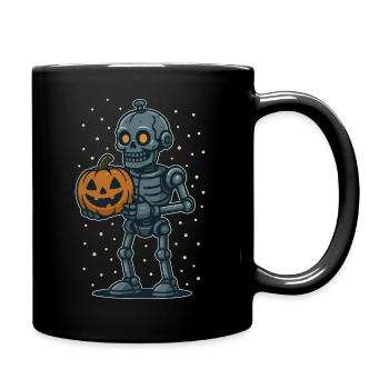 Skeleton with Pumpkin Halloween Cartoon - Full Colour Mug - black - Right