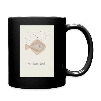 Mein Lieber Scholli Fischdesign - Tasse einfarbig - Schwarz - Rechts