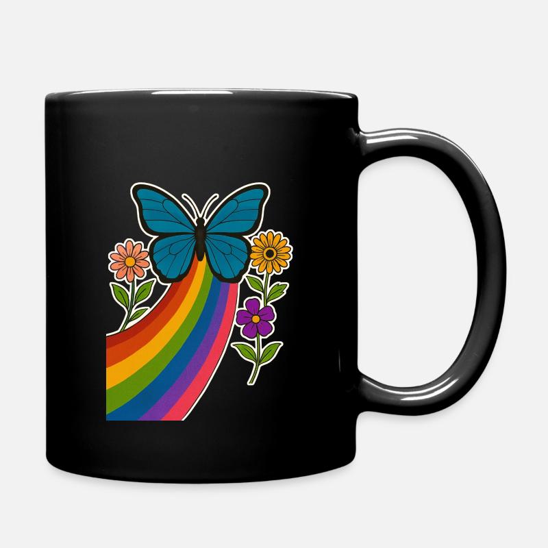 Regenbogen Schmetterling - Tasse einfarbig - Schwarz