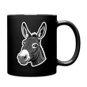 Neugieriger Esel – Charmant & witzig - Tasse einfarbig - Schwarz - Rechts