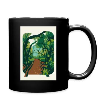 Verwunschener_Waldweg_im_Nebel - Full Colour Mug - black - Right