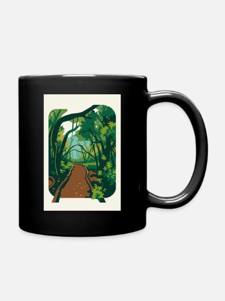 Verwunschener_Waldweg_im_Nebel - Tasse einfarbig - Schwarz