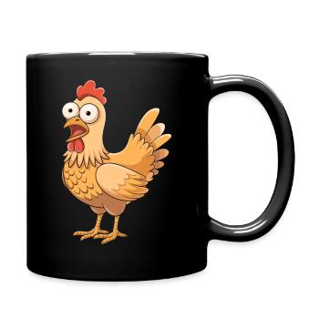Lustiges Huhn Cartoon Bauernhof Humor - Tasse einfarbig - Schwarz - Rechts