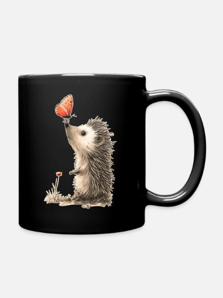 Hérisson et papillon - Mug uni - noir