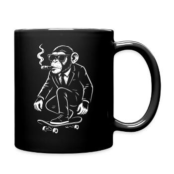 Dapper Monkey sur Skateboard - Mug uni - noir - Droite