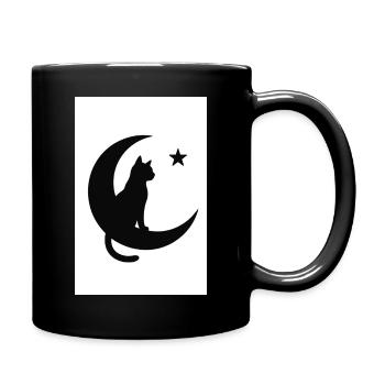 Mondkatze auf Mondschatten - Tasse einfarbig - Schwarz - Rechts
