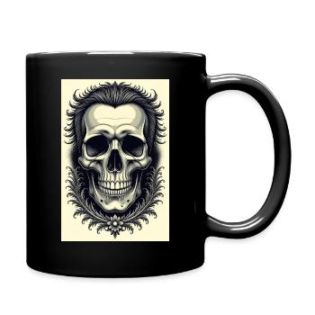 Skull frame ornament with floral frieze - Full Colour Mug - black - Right