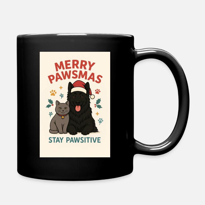 Pawsmas Freude Hund und Katze - Tasse einfarbig - Schwarz