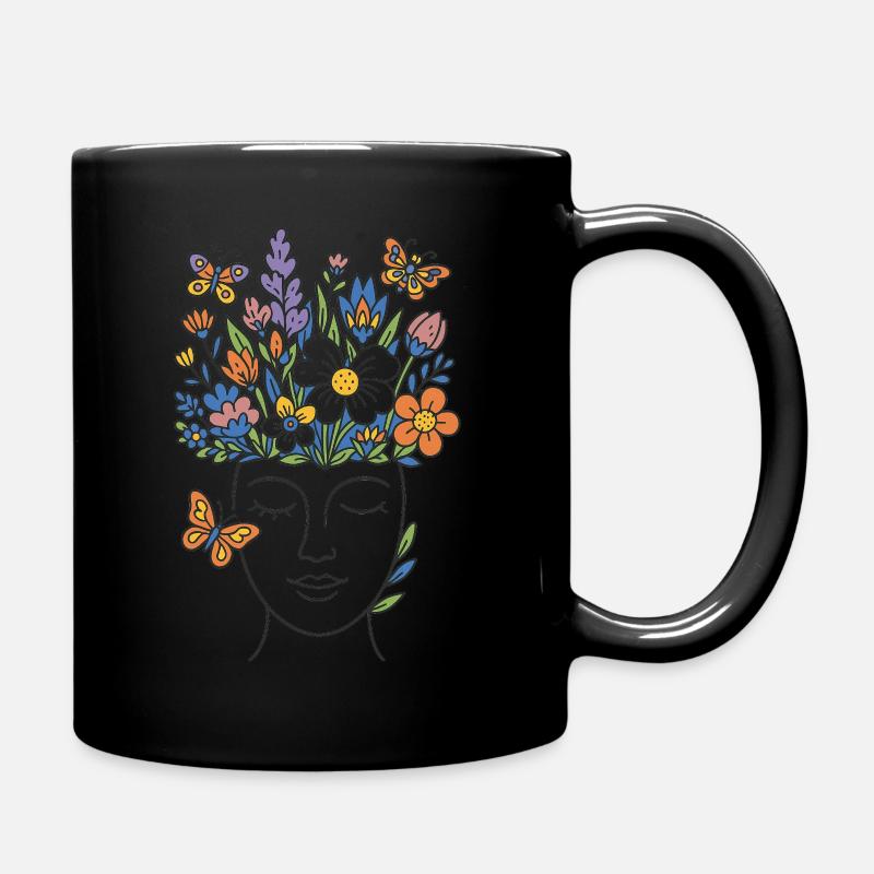Flower crown made of head blossoms - Full Colour Mug - black