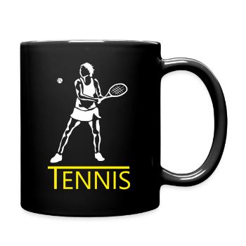 Tennis Silhouette Yellow Accent - Full Colour Mug - black - Right