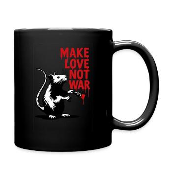 Rat avec texte rouge L’amour au lieu de la guerre - Mug uni - noir - Droite