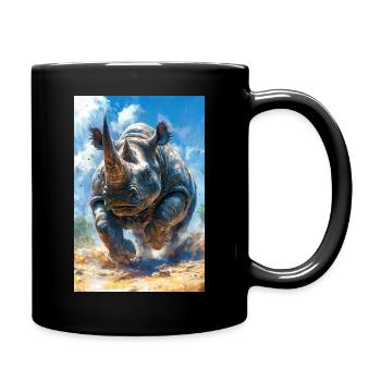 Illustration of a rhinoceros - Full Colour Mug - black - Right