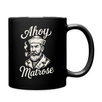 Ahoy Sailor Retro Nautical - Full Colour Mug - black - Right