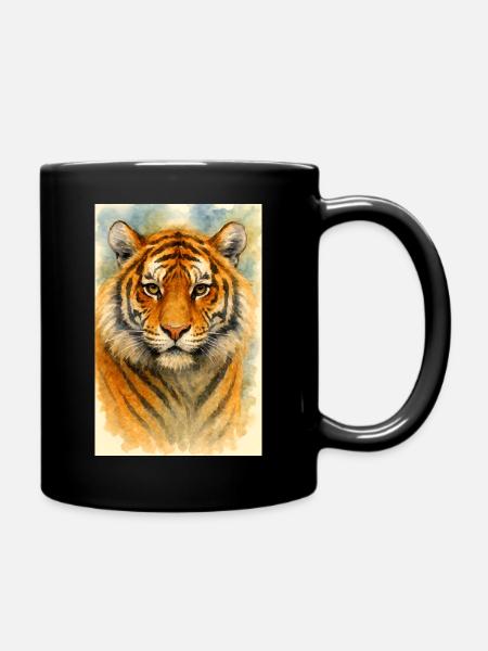 Portrait de tigre à l’aquarelle - Mug uni - noir