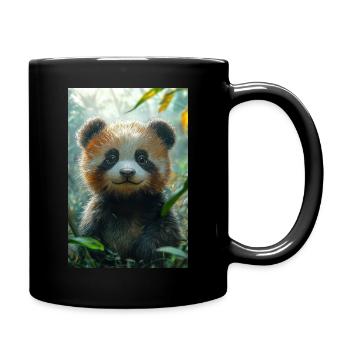 Illustration eines Pandas - Tasse einfarbig - Schwarz - Rechts